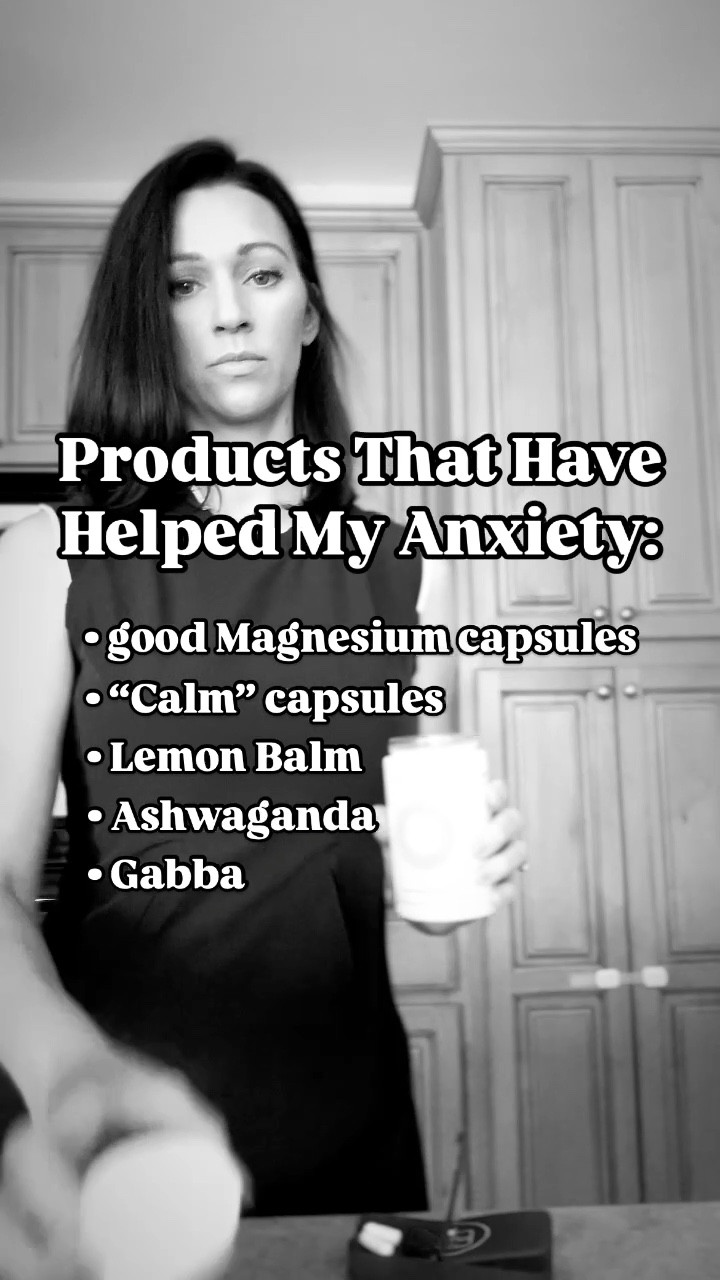 I take 
• 2 magnesium capsules before bed 
• 2 Gabba capsules before bed and I keep on my nightstand for if I wake in the middle of the night. I’ll take two more to help me get back to a deep sleep fast. 
• 2 Calm capsules in the middle of the day, after lunch, and two anytime I’m feeling extra deregulated. 
• a syringe full of lemon balm if I’m out and about and need nervous system help
• my Ashwaganda is within my Nutrafol supplement. I take 4 capsules after lunch. - I’ve taken other Ashwaganda in the past that did nothing for me. I’ve been able to tell a huge difference with taking Nutrafol daily. 

#anxietyhelp #anxietysupplements #productsforanxiety #nervoussystemregulation #health #wellness


#LTKVideo #LTKFitness #LTKBeauty