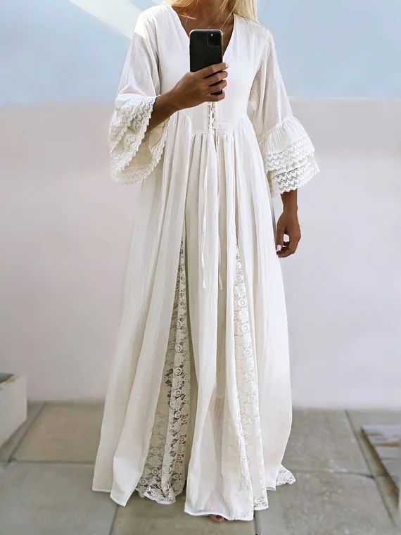 GOLDIE  Boho Wedding Dress Natural Cotton Maxi Dress | Etsy | Etsy (US)