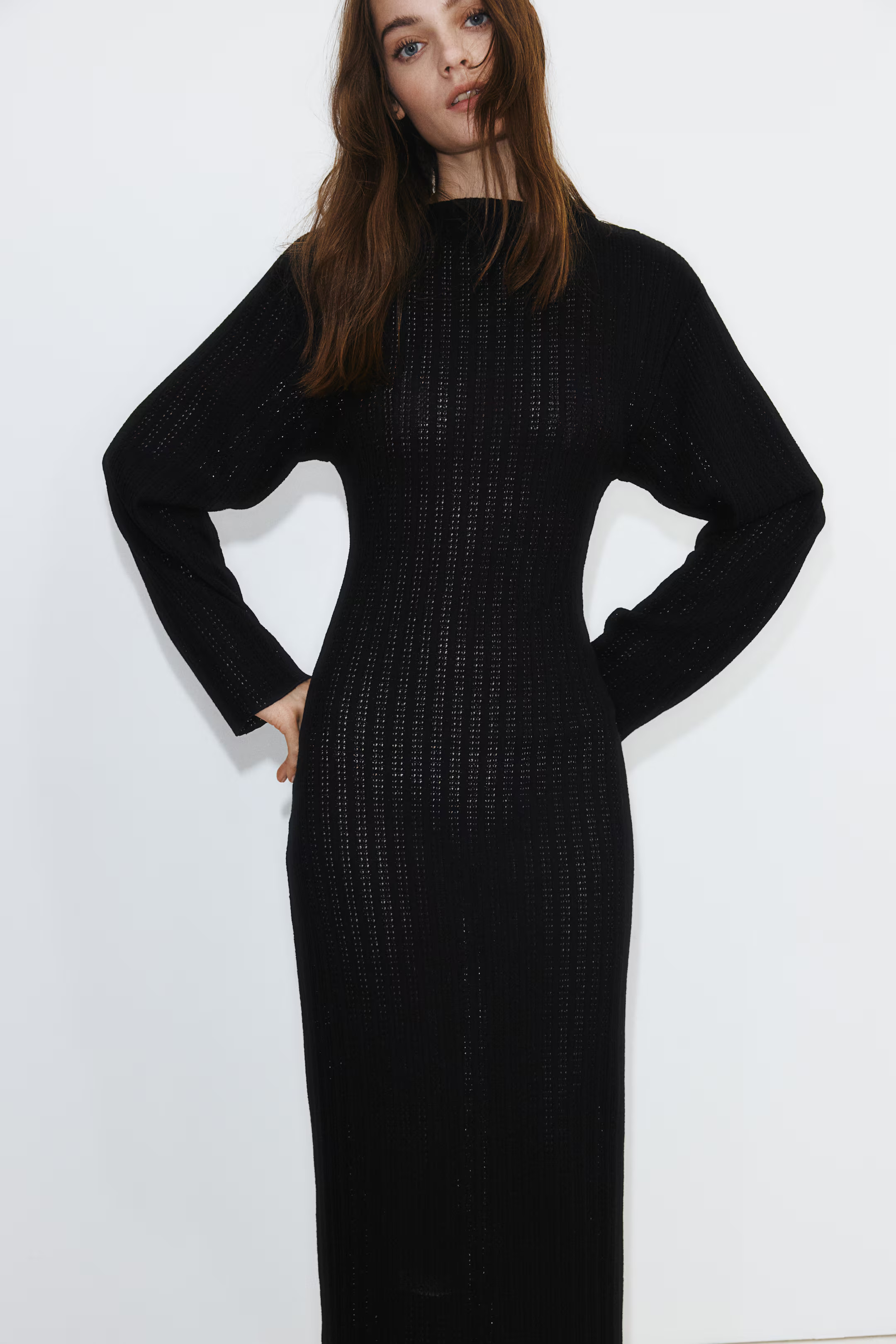 Hole-Patterned Maxi Dress - Black - Ladies | H&M US | H&M (US + CA)