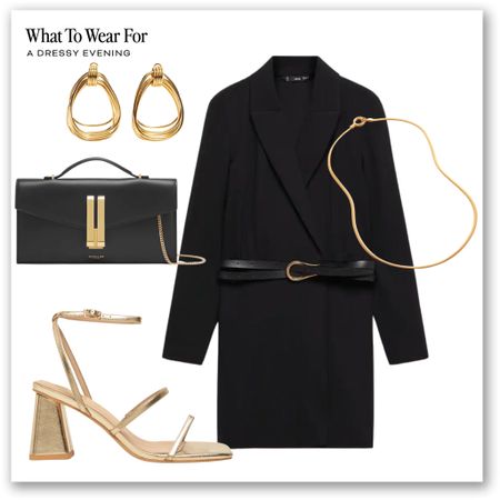 Evening outfit inspo 

Black tailored dress, mango, demellier clutch bag, gold heels, jewellery, Monica Gina see 

#LTKeurope #LTKstyletip #LTKSeasonal