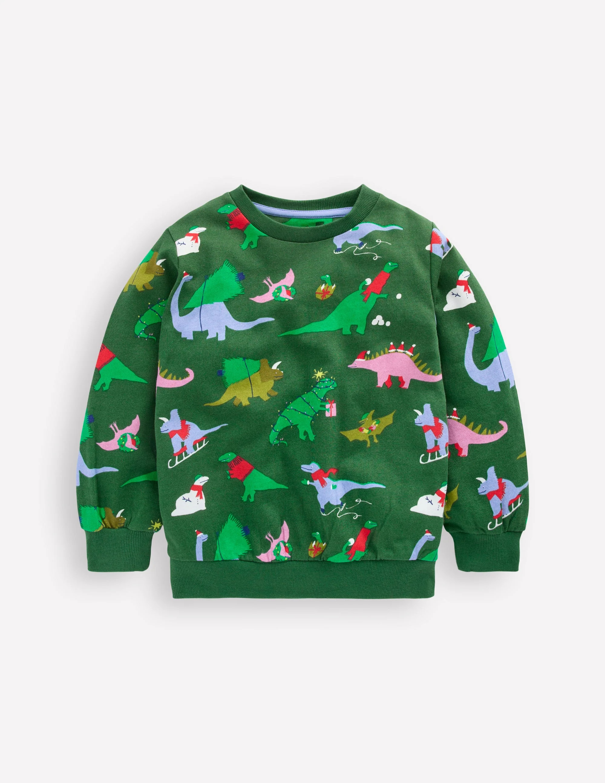 Everyday Printed Sweatshirt-Grape Leaf Christmas Dinos | Boden (US)
