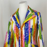 Abstract Stripe Blue Blazer Large Jacket Seventies 70's Quantum Sportswear Ltd. White Pink Green Bru | Etsy (US)