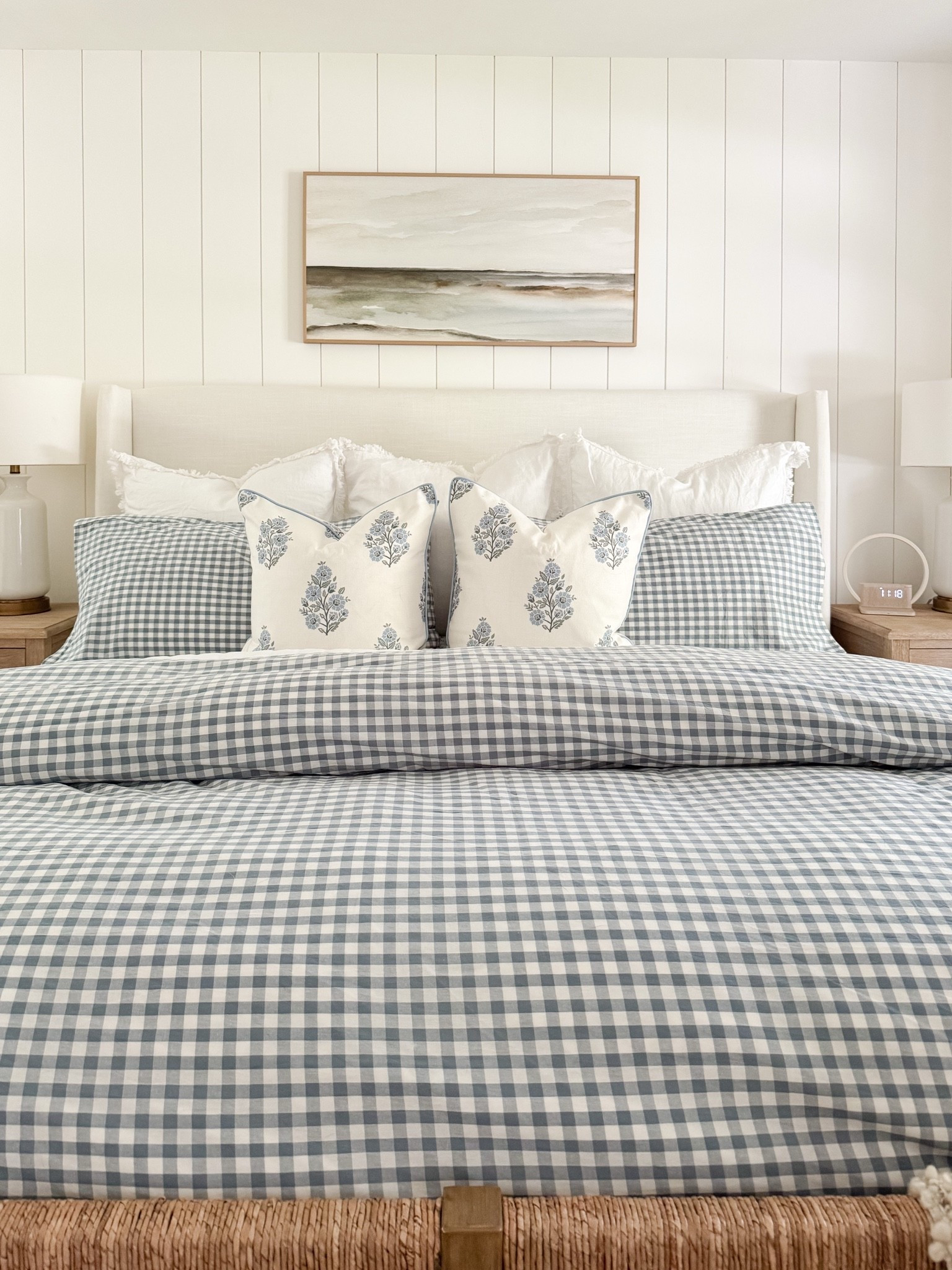 Layered coastal bedroom! This bedroom is all about relaxed layers, soft blues, and classic coastal patterns that make the space feel serene.

#LTKHome