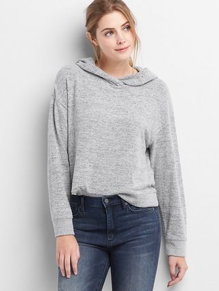 Gap Womens Softspun Cowlneck Hoodie Light Grey Size L Tall | Gap US