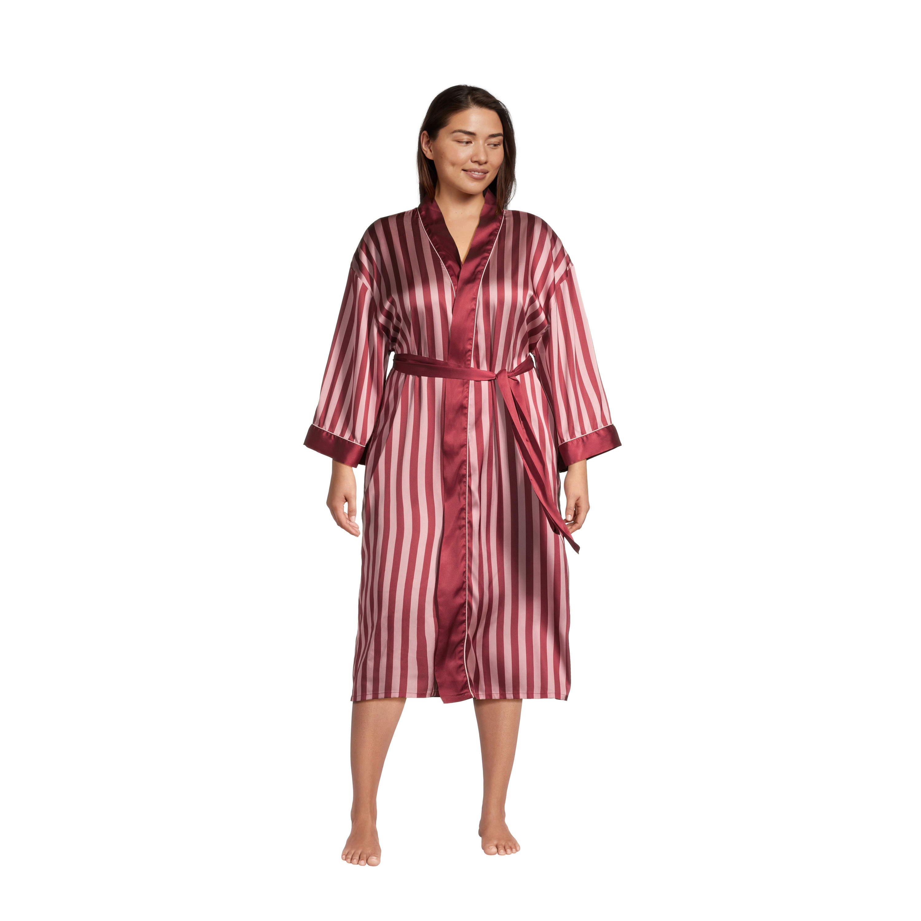 Pink and Red Satin Stripe Robe and Scrunchie Gift Set | World Market