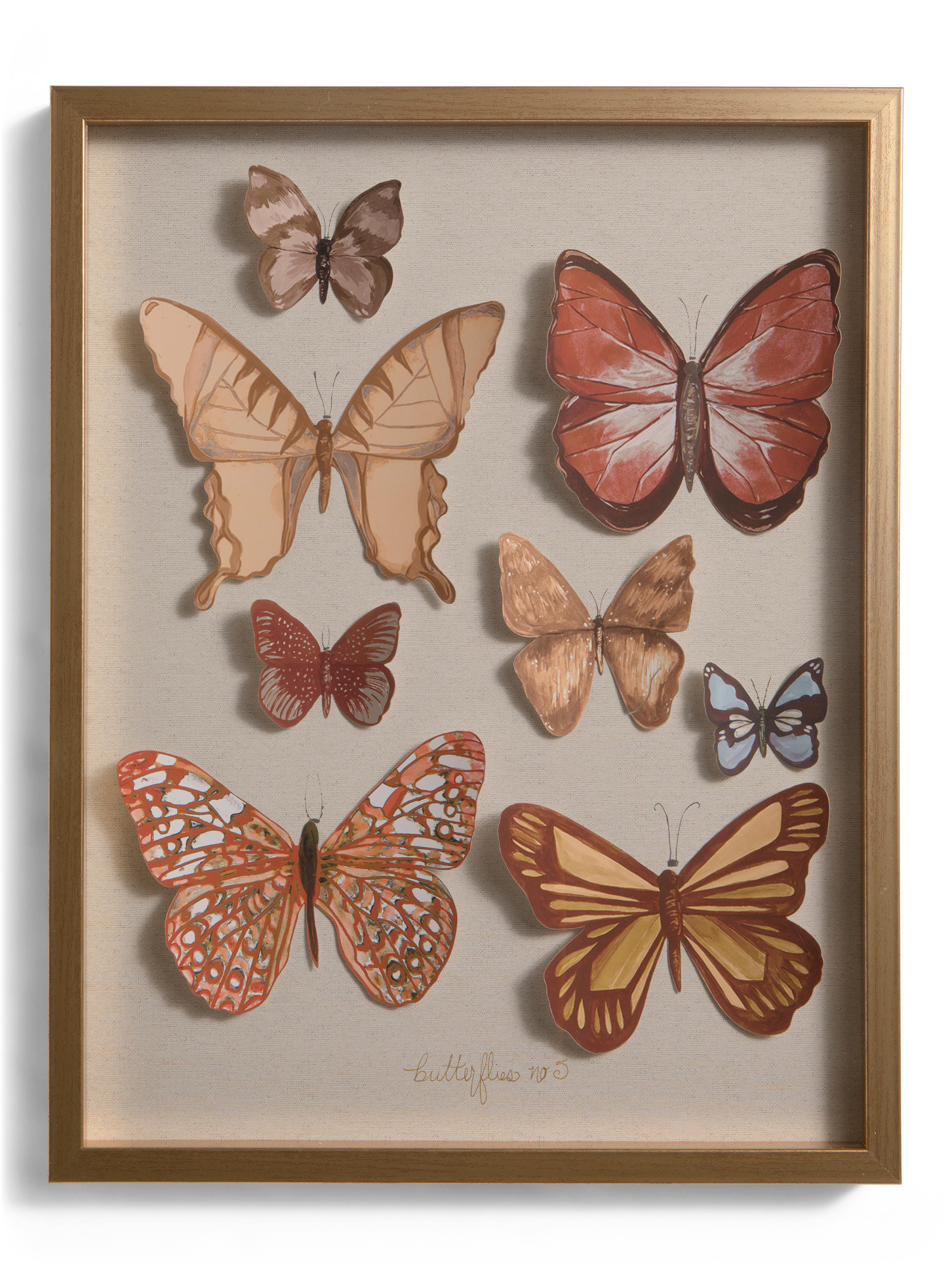 14x18 Patterned Romantic Butterfly Shadowbox Gold Tone Frame Wall Art | TJ Maxx
