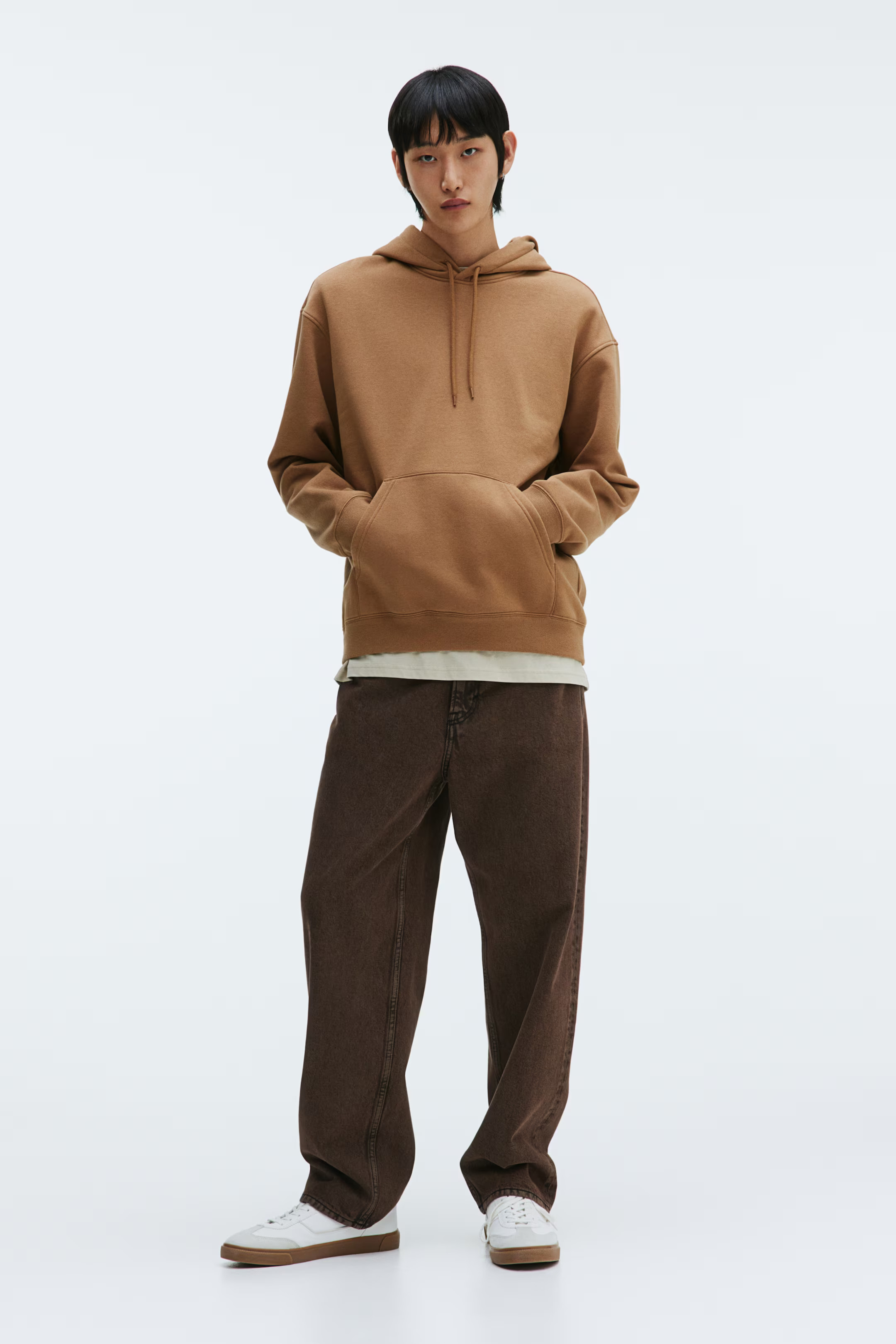 Loose Fit Hoodie - Long sleeve - Regular length - Dark brown - Men | H&M GB | H&M (UK, MY, IN, SG, PH, TW, HK)