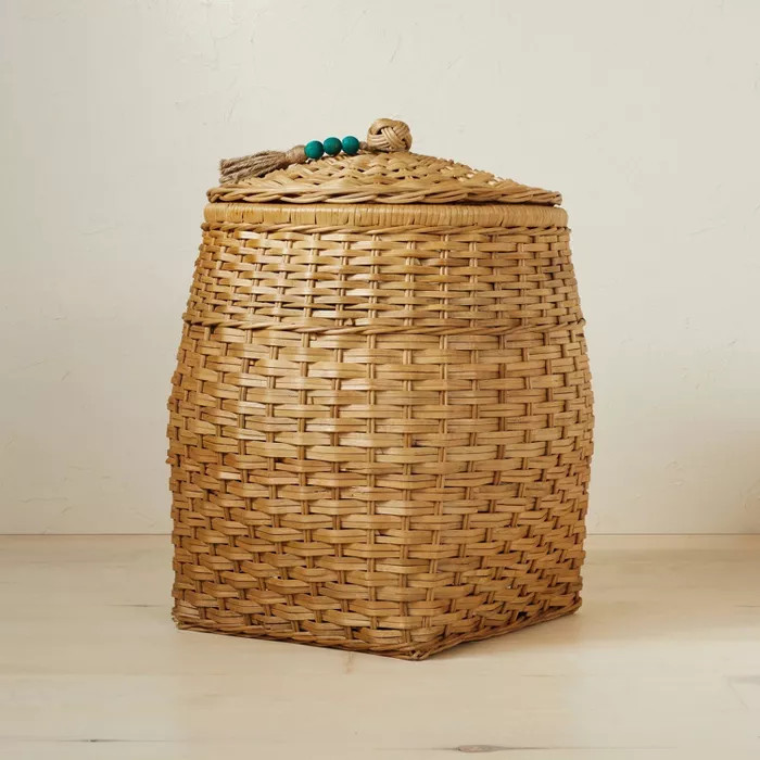 18" x 21.5" Rattan Basket with Tassel Lid Natural - Opalhouse™ designed with Jungalow™ | Target