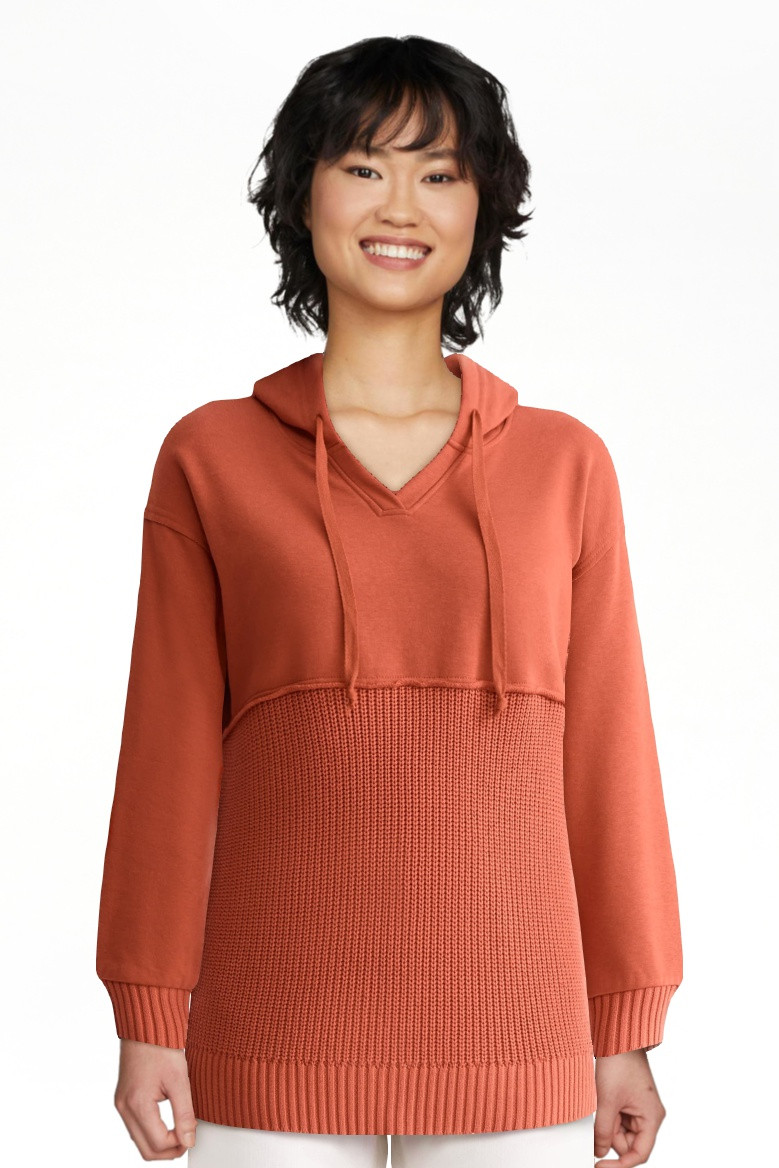 Time and Tru Women's and Women's Plus Fashion Mixed Media Hoodie, Sizes XS-4X | Walmart (US)