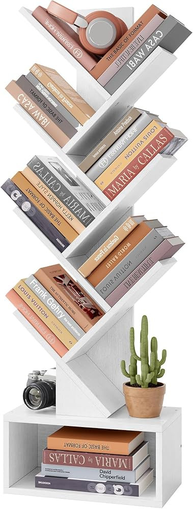 Hoctieon 6 Tier Tree Bookshelf, Tall Bookcase with Drawer, Freestanding Book Shelf, Display Floor... | Amazon (US)