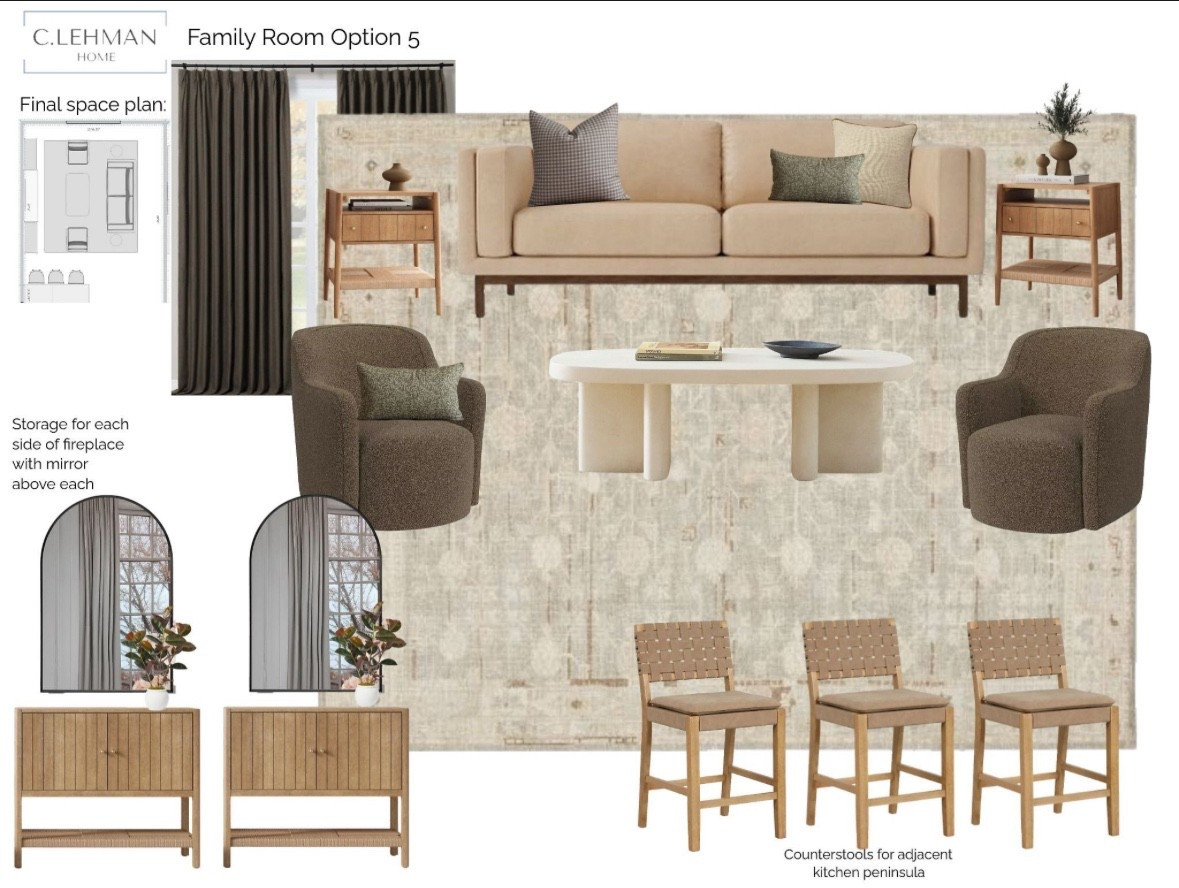 A cozy, transitional family room design that’s equal parts elevated and affordable. Moody, muted colors and neutrals mixed with functional storage make for a great space for a family with kids.

#LTKHome #LTKSaleAlert #LTKSeasonal