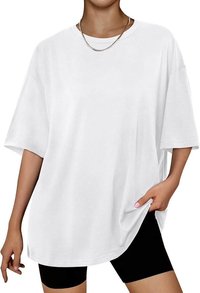 Trendy Queen Womens Oversized Summer T Shirts Plus Size Batwing Cute Casual Tops Short Sleeves Fa... | Amazon (US)