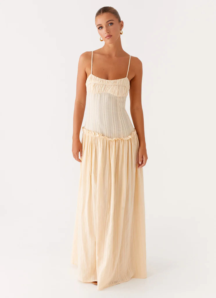 Jacinda Drop Waist Maxi Dress - Cream | Peppermayo (Global)