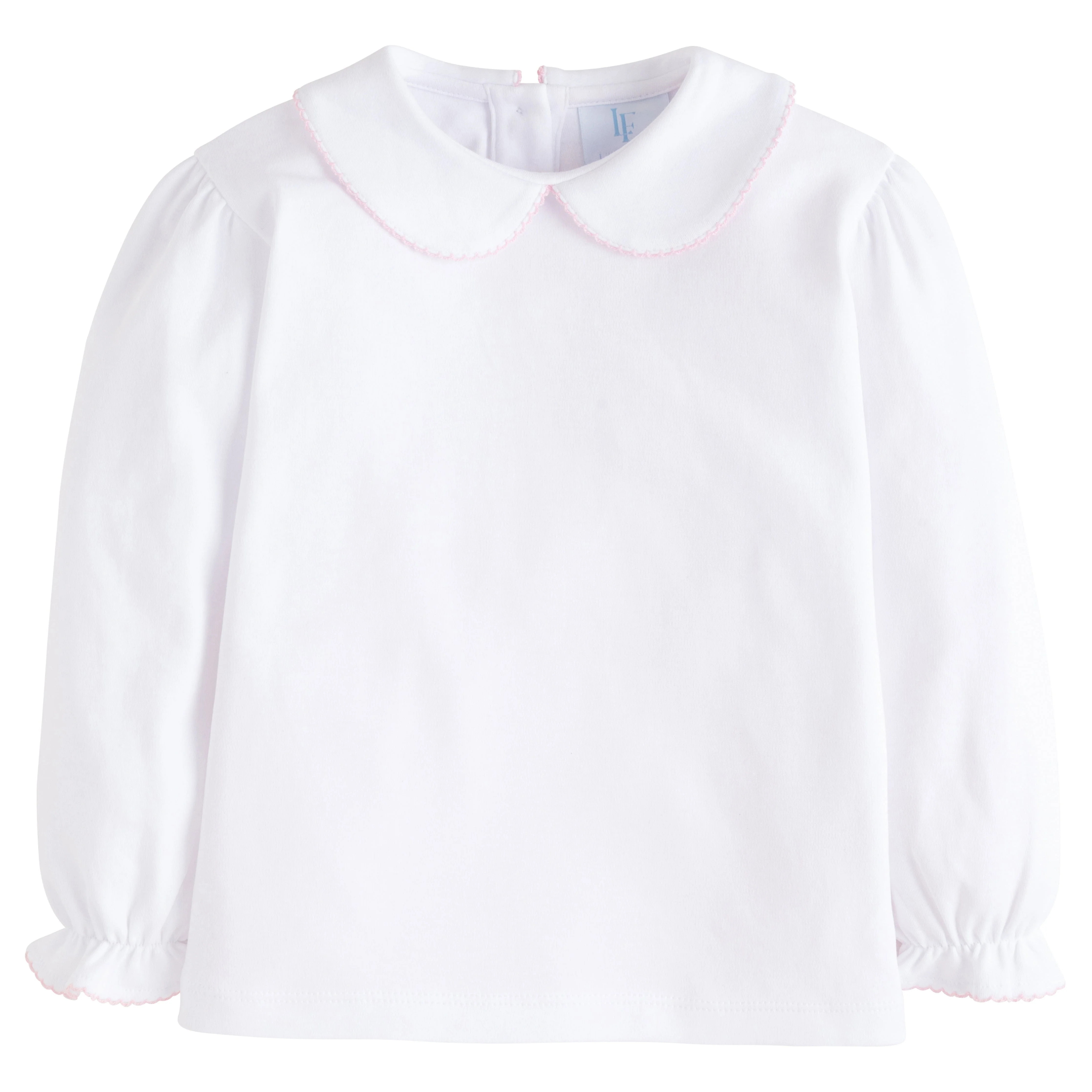 Girl's Peter Pan Collar Shirt With Pink Trim | Little English