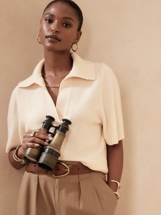 Petite Cashmere Sweater Polo | Banana Republic (US)