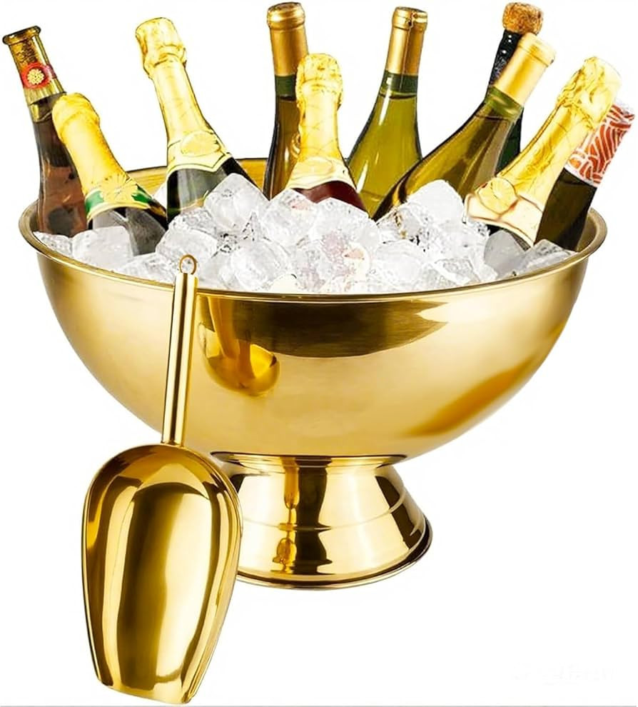 Large Champagne Bowl,12L Champagne Bowl Ice-Bucket with Scoop Stainless Steel Large Wine Bucket B... | Amazon (US)