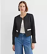 Tall Satin Bow Pocket Collarless Jacket | LOFT