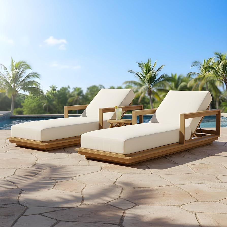 Christopher Knight Home Acacia Wood Outdoor Chaise Lounge Chair Set of 2, 5-Position Adjustable P... | Amazon (US)