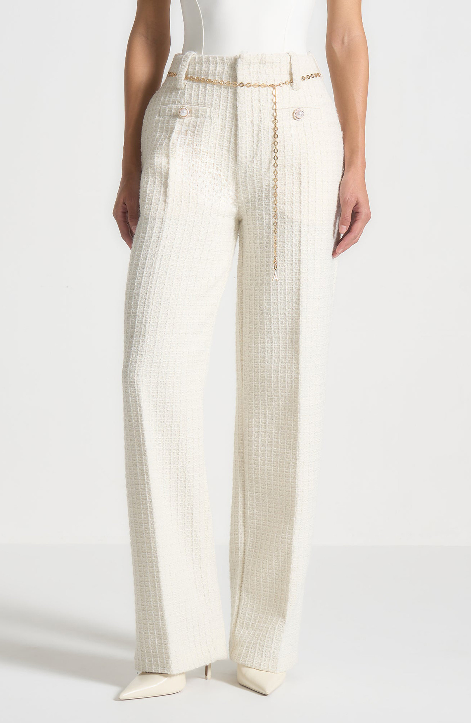 Nathalie Tweed Trousers with Belt | Nordstrom