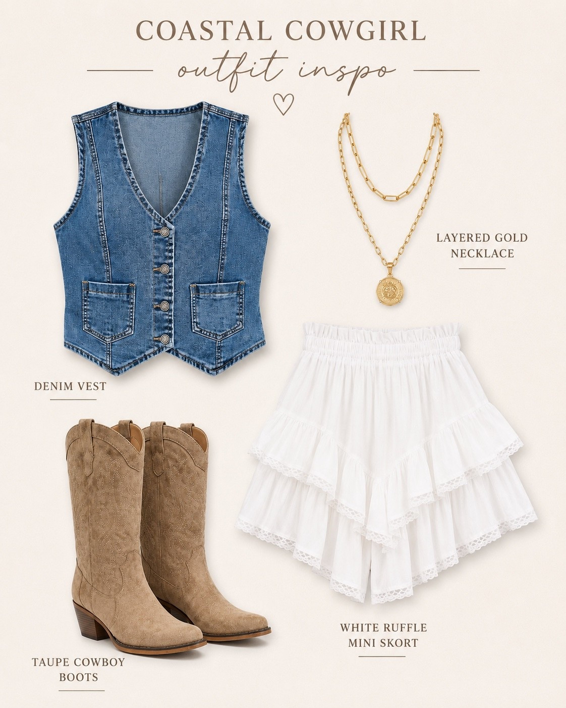 Denim, ruffles, western boots, and layered gold—everything you need for the cutest summer look. #countrygirloutfit #westernfashion #summeroutfit

#LTKBeauty #LTKMidsize #LTKootd