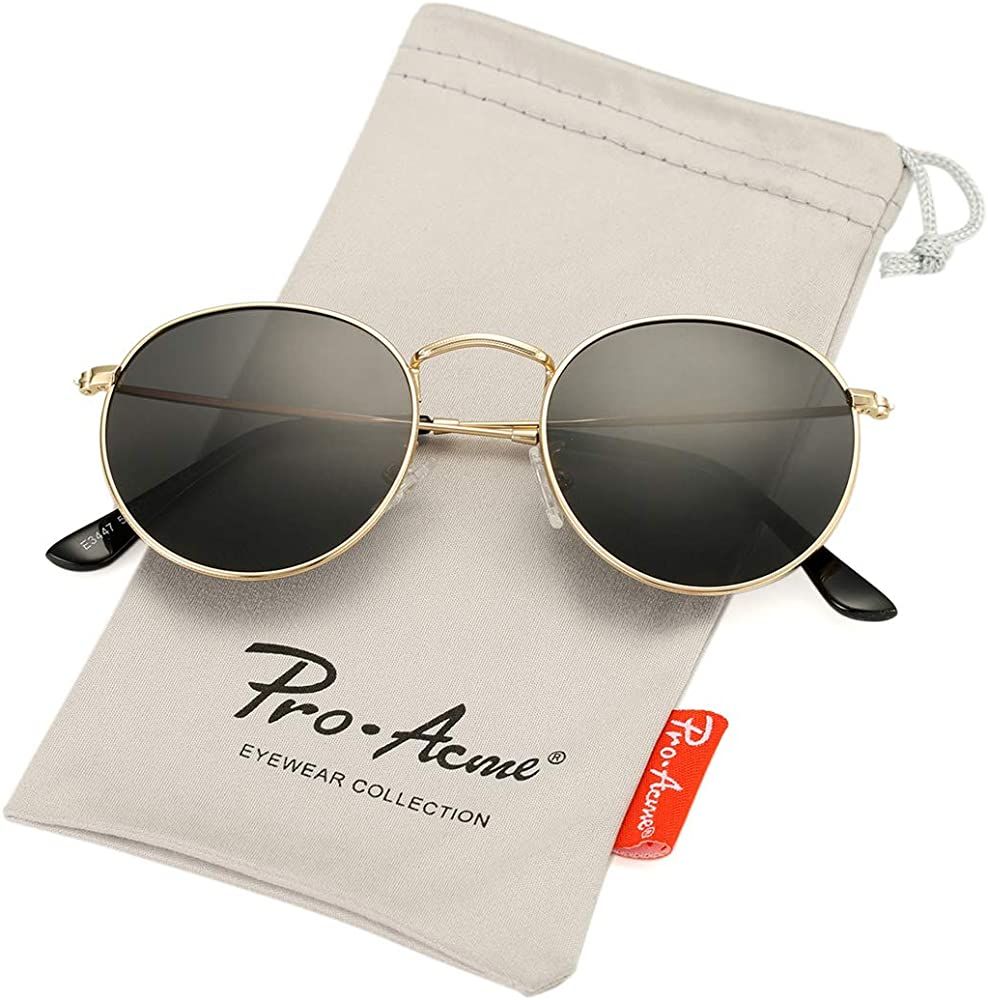 Pro Acme Small Round Polarized Sunglasses for Women Men, Metal Retro Designer Style Classic Vinta... | Amazon (US)