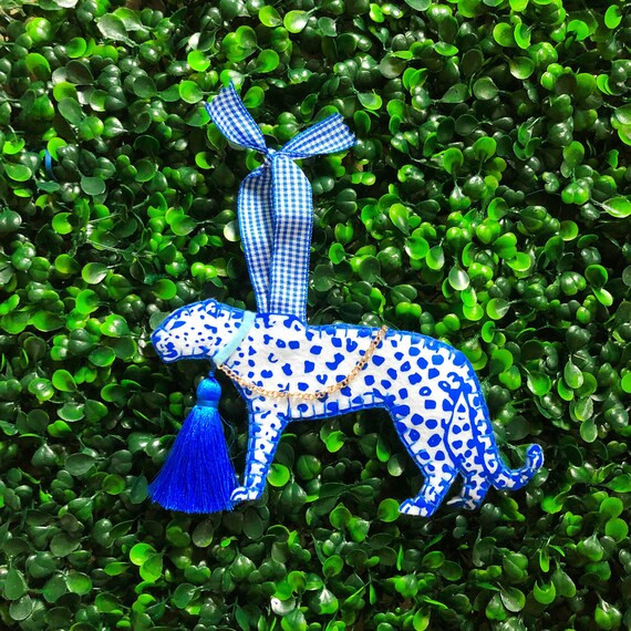 Chinoiserie Leopard Ornament, Blue and White Ornament | Etsy (US)