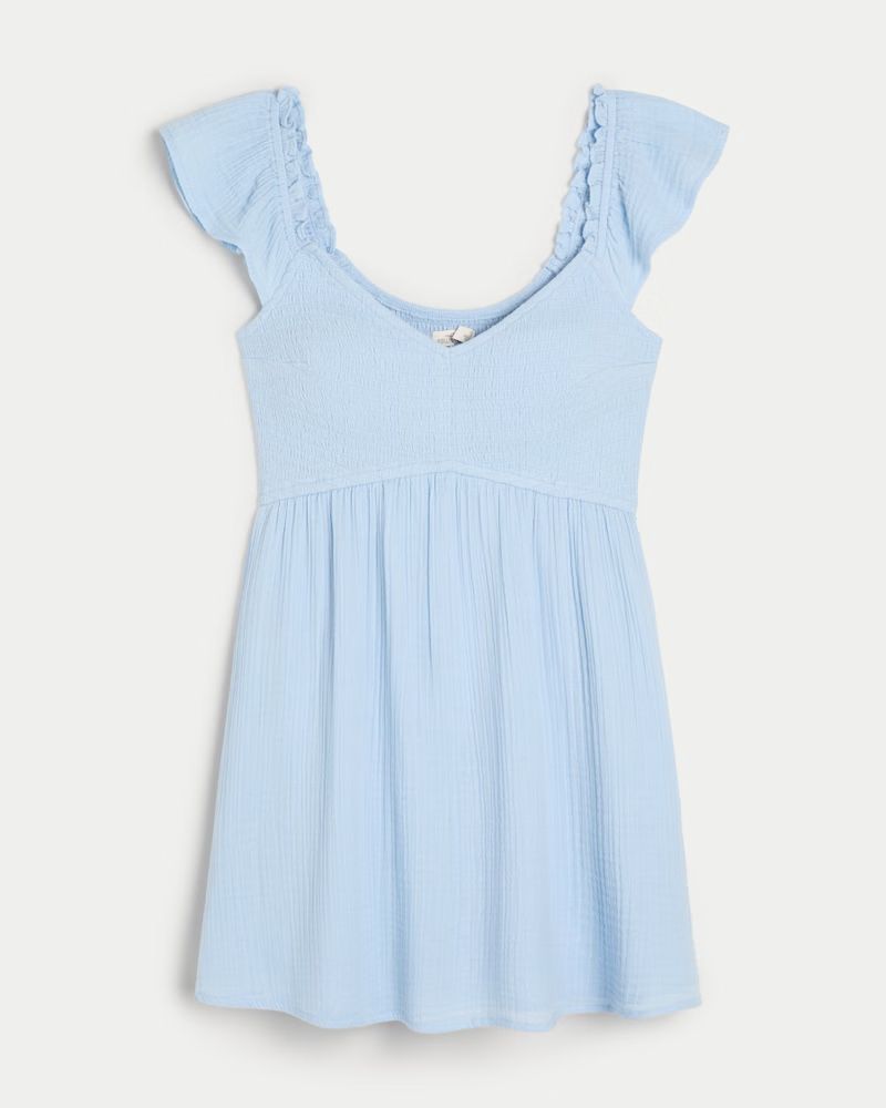 Flutter Sleeve Smocked Skort Dress | Hollister (US)