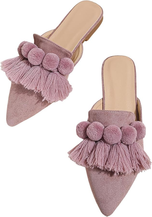 Verdusa Women's Dress Shoes Slip On Flats Comfortable Pointed Toe Mules Dressy Casual Loafers Sho... | Amazon (US)