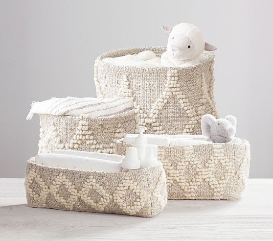 Metallic Woven Wool Nursery Storage | Pottery Barn Kids