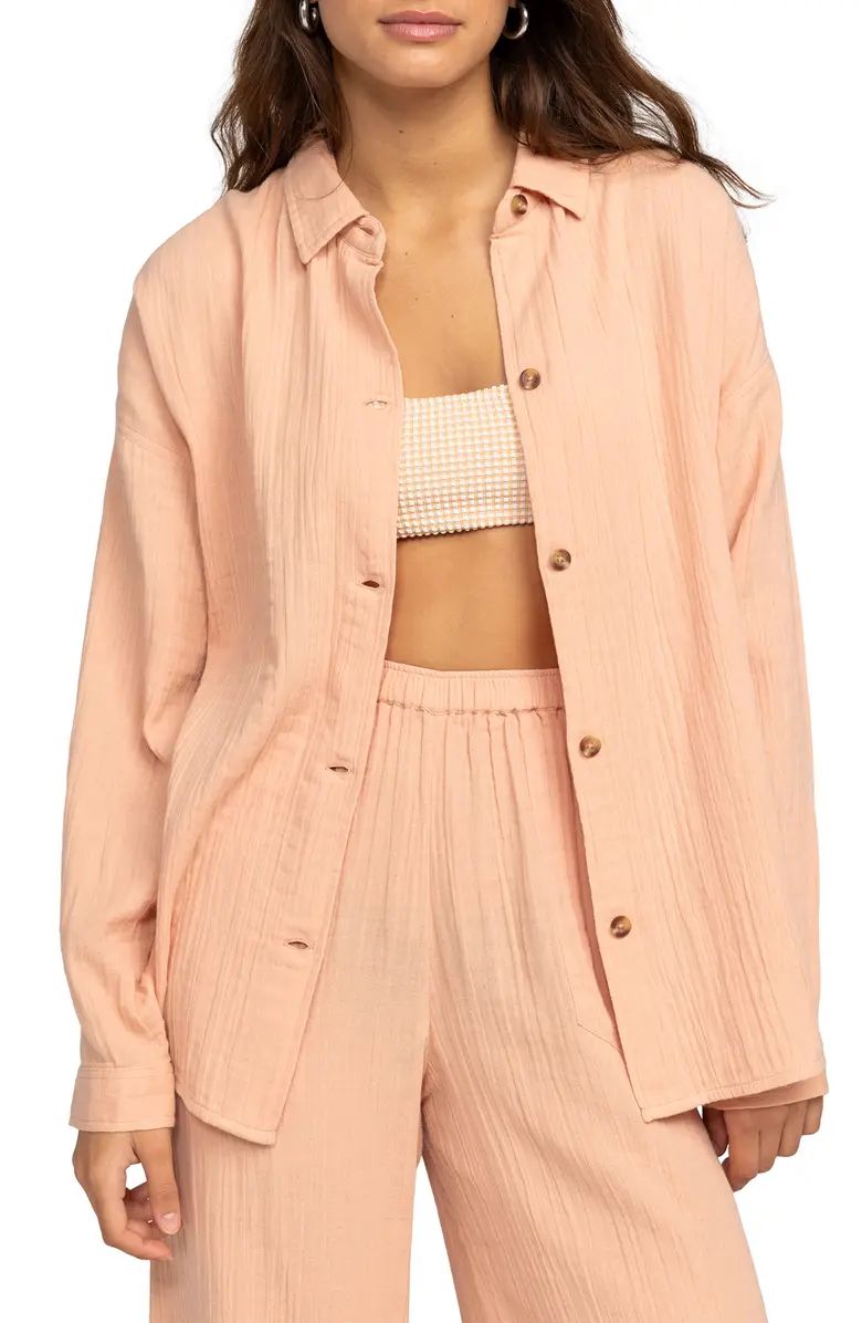 Roxy Morning Time Organic Cotton Button-Up Shirt | Nordstrom | Nordstrom