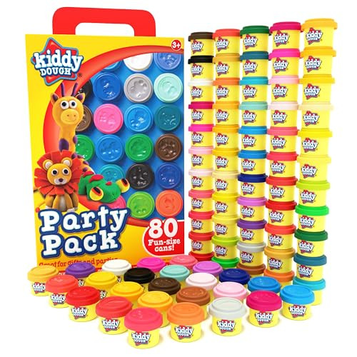 Kiddy Dough Party Pack - 80 Colorful Containers of Soft, Non-Toxic Mini PlayDough for Creative Fun - Safe & Educational Halloween Party Favors for Kids | Amazon (US)