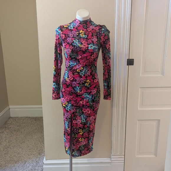 Future Collective bright floral print long sleeve maxi dress size XXS | Poshmark