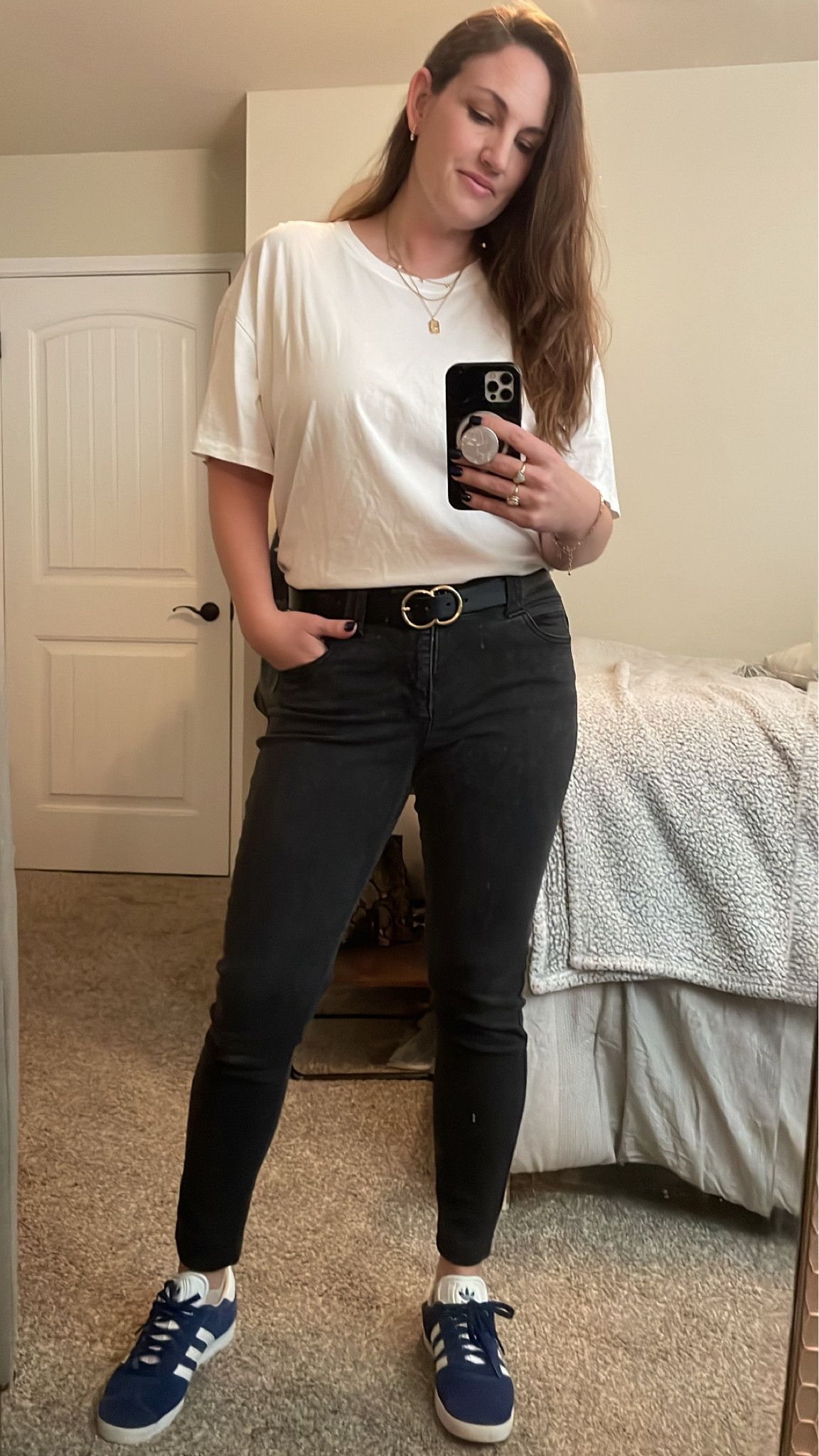 Saturday with the fam 🌞 this Amazon the drop tee is so good, have it two colors & paired with the stretchiest Democracy jeans 🤌

#LTKstyletip #LTKmidsize #LTKover40