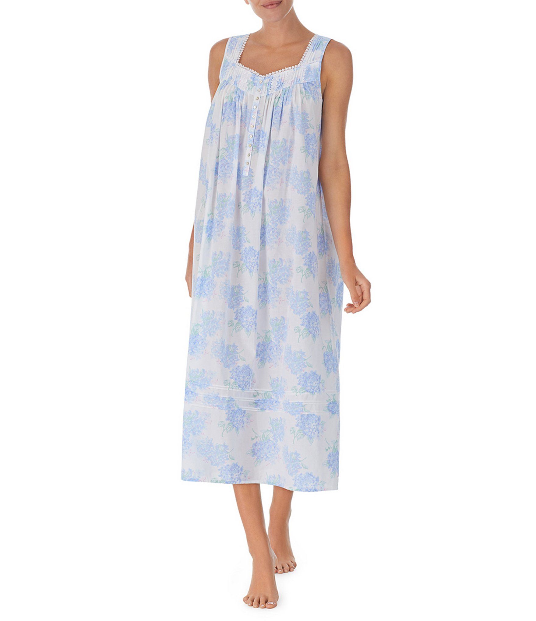 Woven Floral Print Sleeveless Sweetheart Neck Nightgown | Dillard's