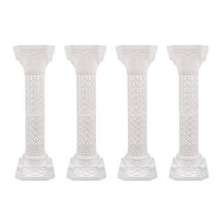 4-Pieces 34.65 in. H White Wedding Roman Decorative Stand Column Flower Holder Wedding Party Road Decorative Column | The Home Depot