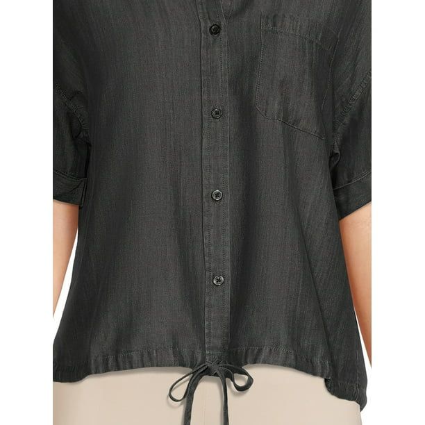 Time and Tru Women’s Chambray Utility Top, Sizes XS-XXXL | Walmart (US)