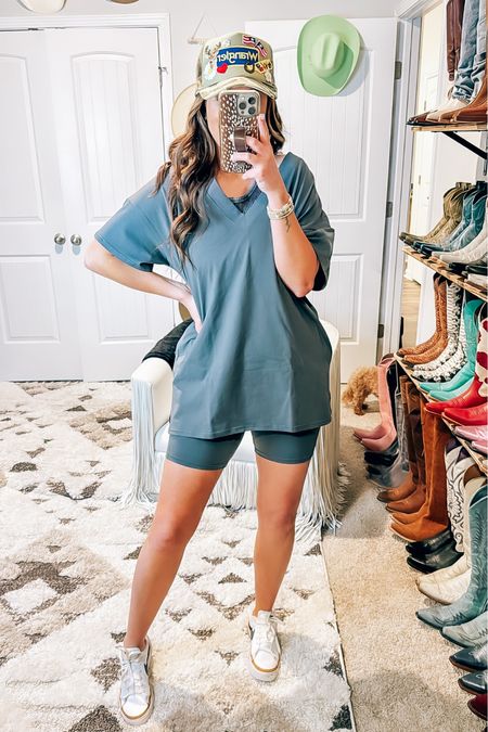 Two piece set from Amazon wearing a small and Nike white sneakers and trucker hat - travel outfit - casual summer outfit 

#LTKFindsUnder50 #LTKShoeCrush #LTKStyleTip