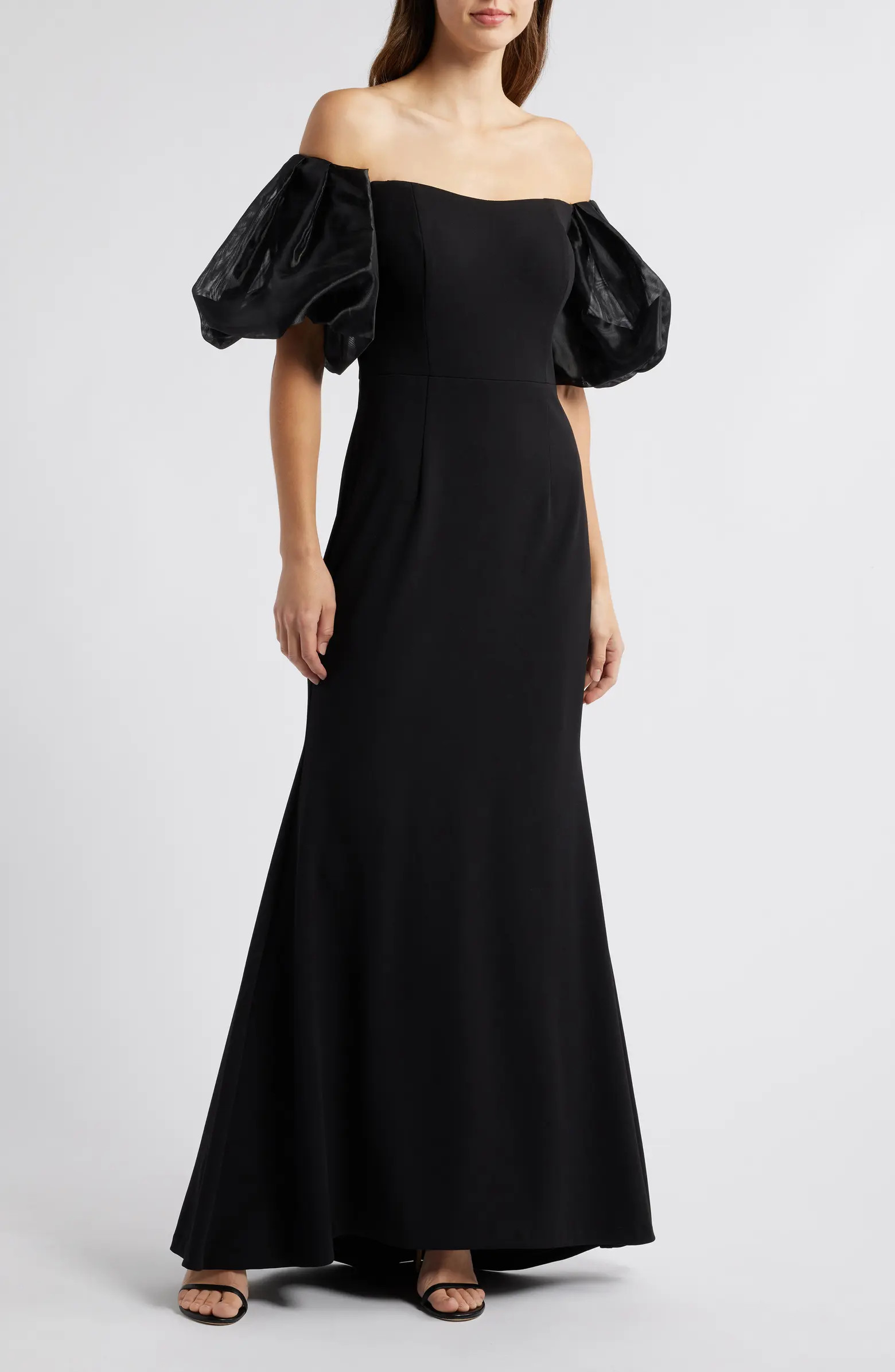 Eliza J Off the Shoulder Puff Sleeve Trumpet Gown | Nordstrom | Nordstrom