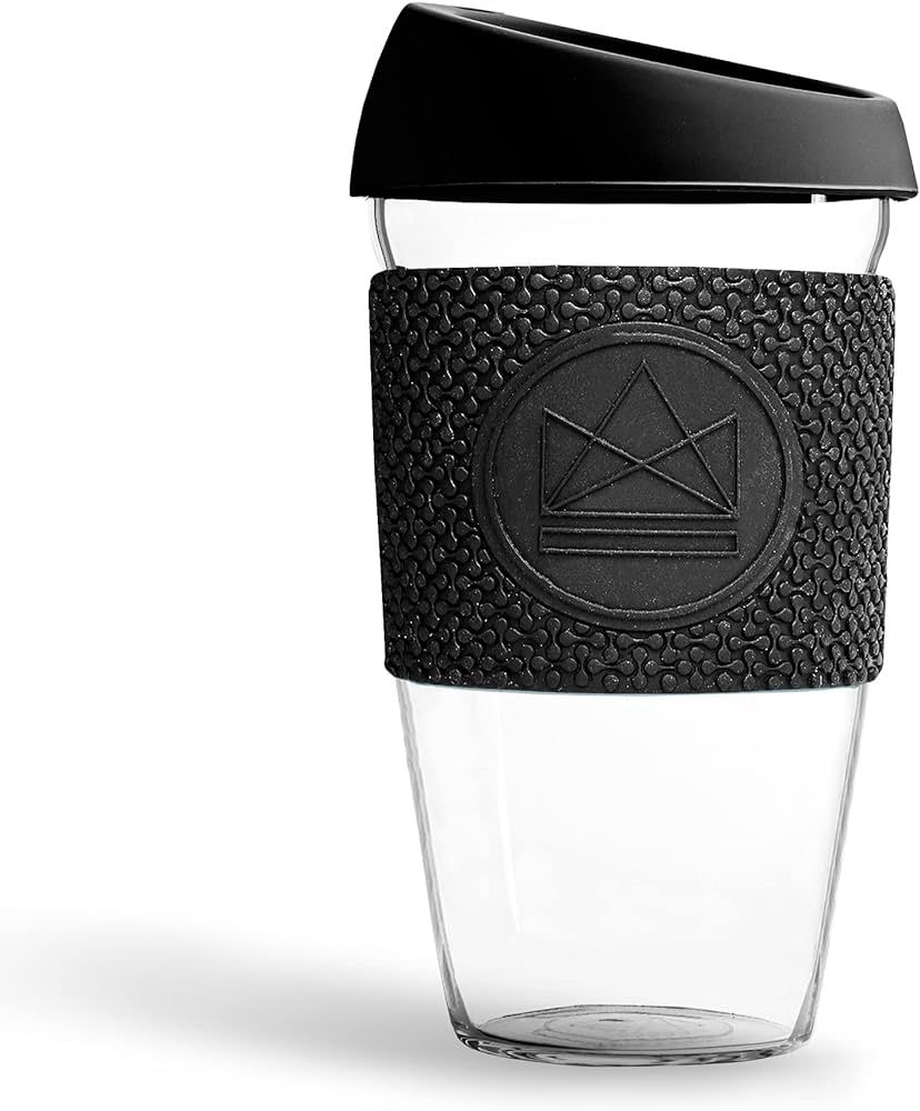 Neon Kactus - Hand-Blown Borosilicate Glass Tumbler, Reusable Coffee Cup with Food-Grade Silicone Se | Amazon (US)