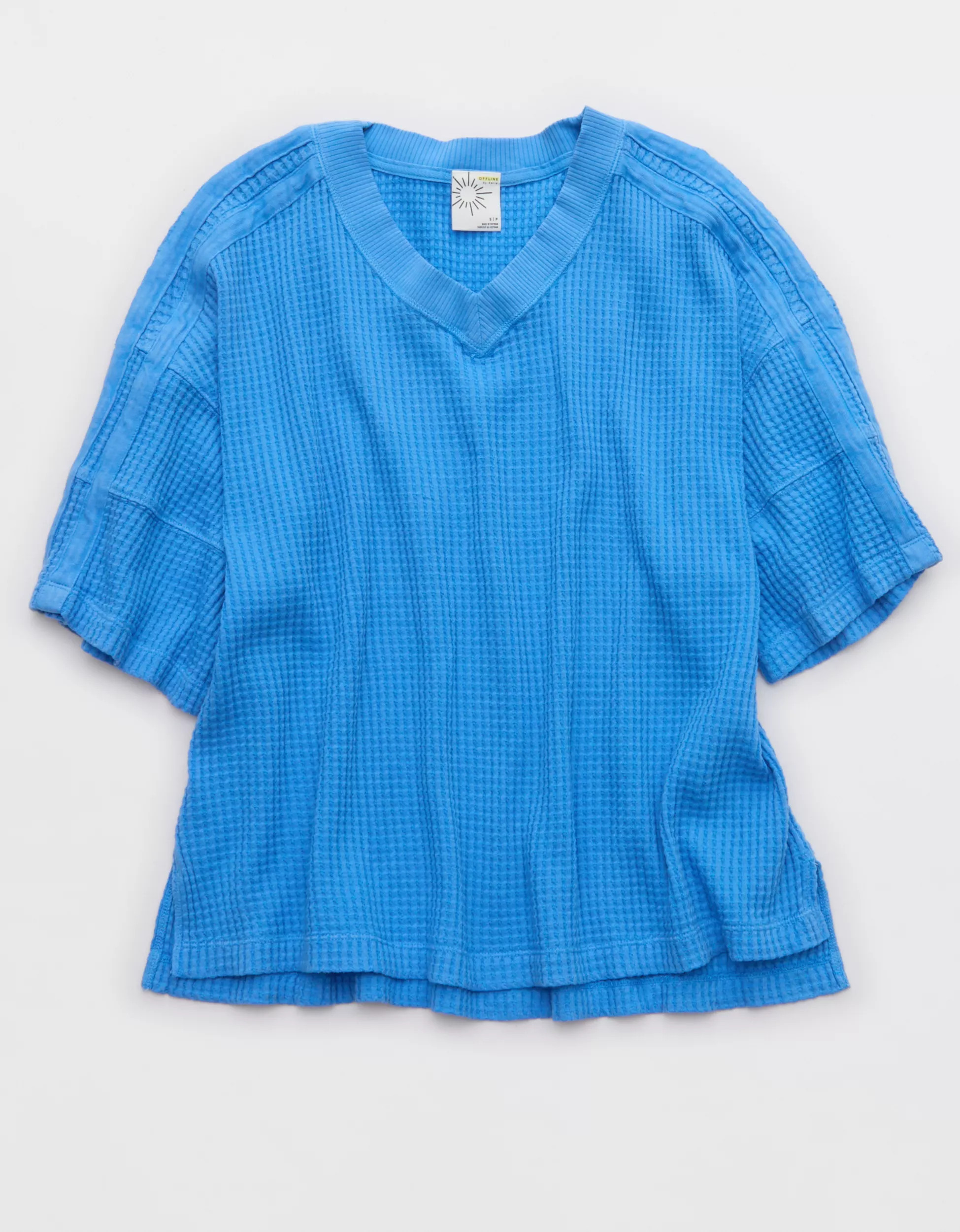 OFFLINE By Aerie Wow! Waffle Jersey V-Neck T-Shirt | Aerie
