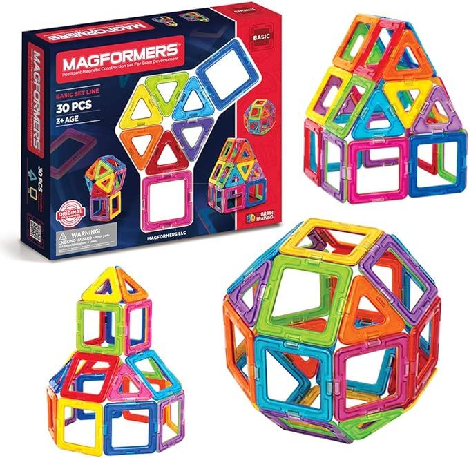 Magformers Basic Set (30 pieces) magnetic building blocks, educational magnetic tiles, magnetic b... | Amazon (US)