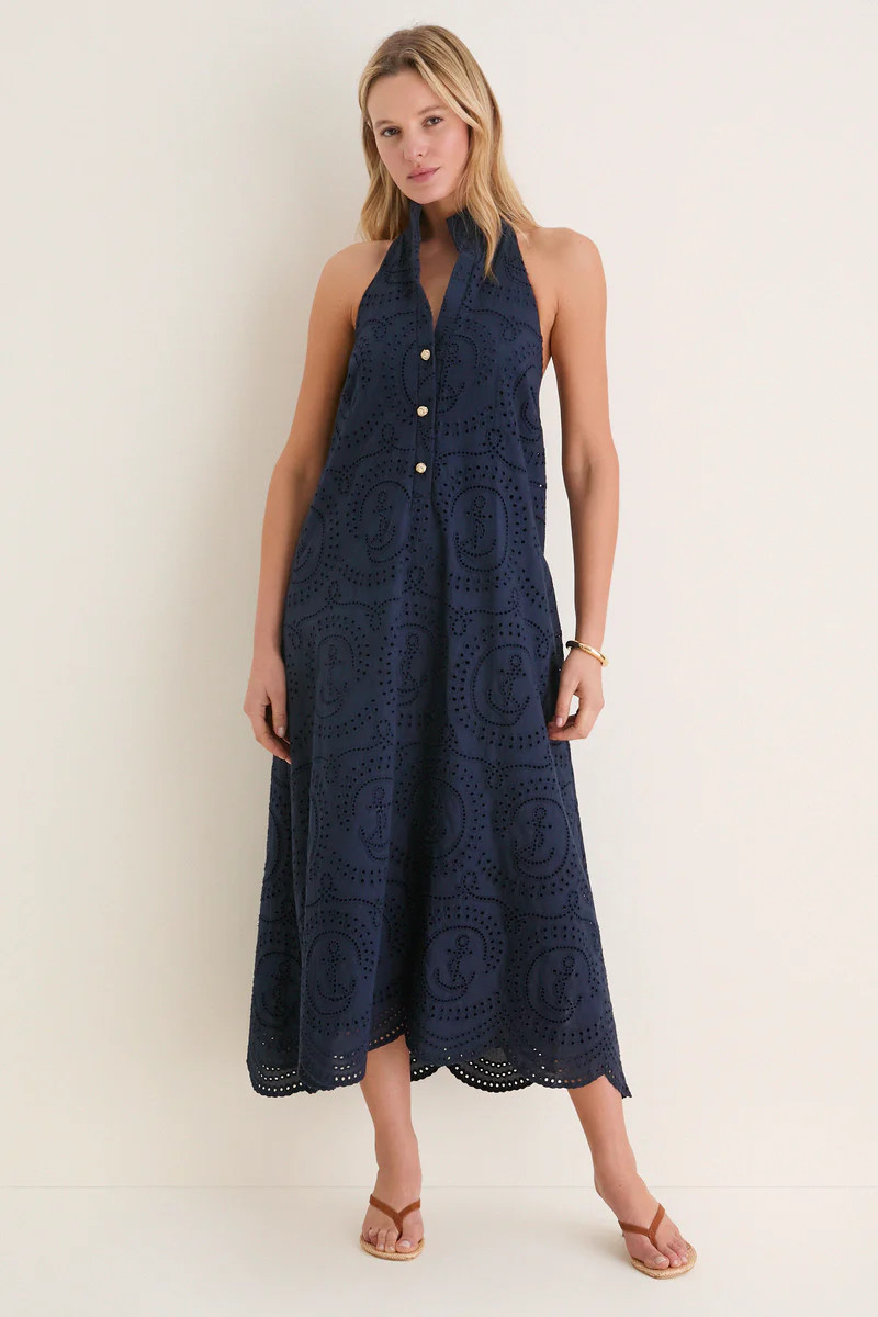 Navy Nautical Eyelet Jagger Dress | Tuckernuck (US)