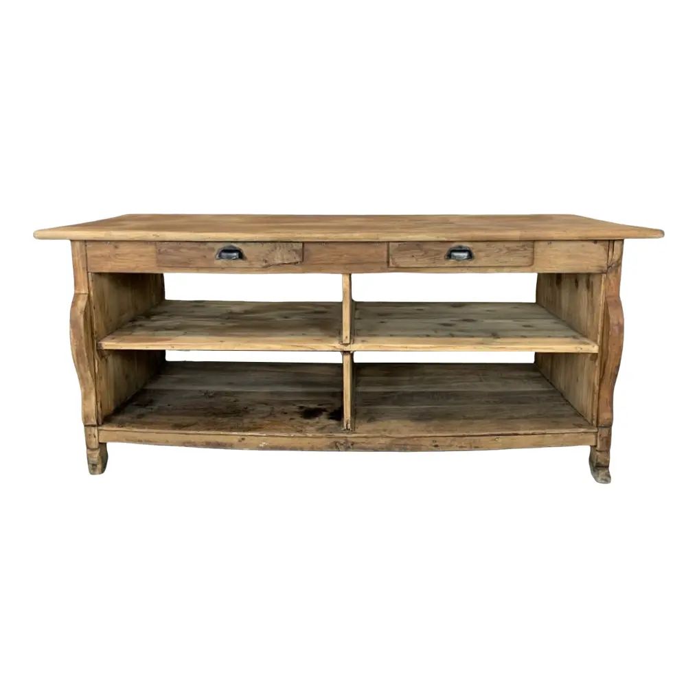 French Country Oak Kitchen Island | Chairish