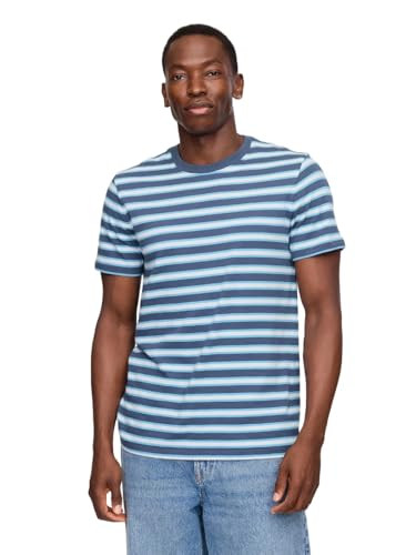 GAP Mens Everyday Soft Stripe Crewneck T-Shirt Tee Blue Stripe XS | Amazon (US)