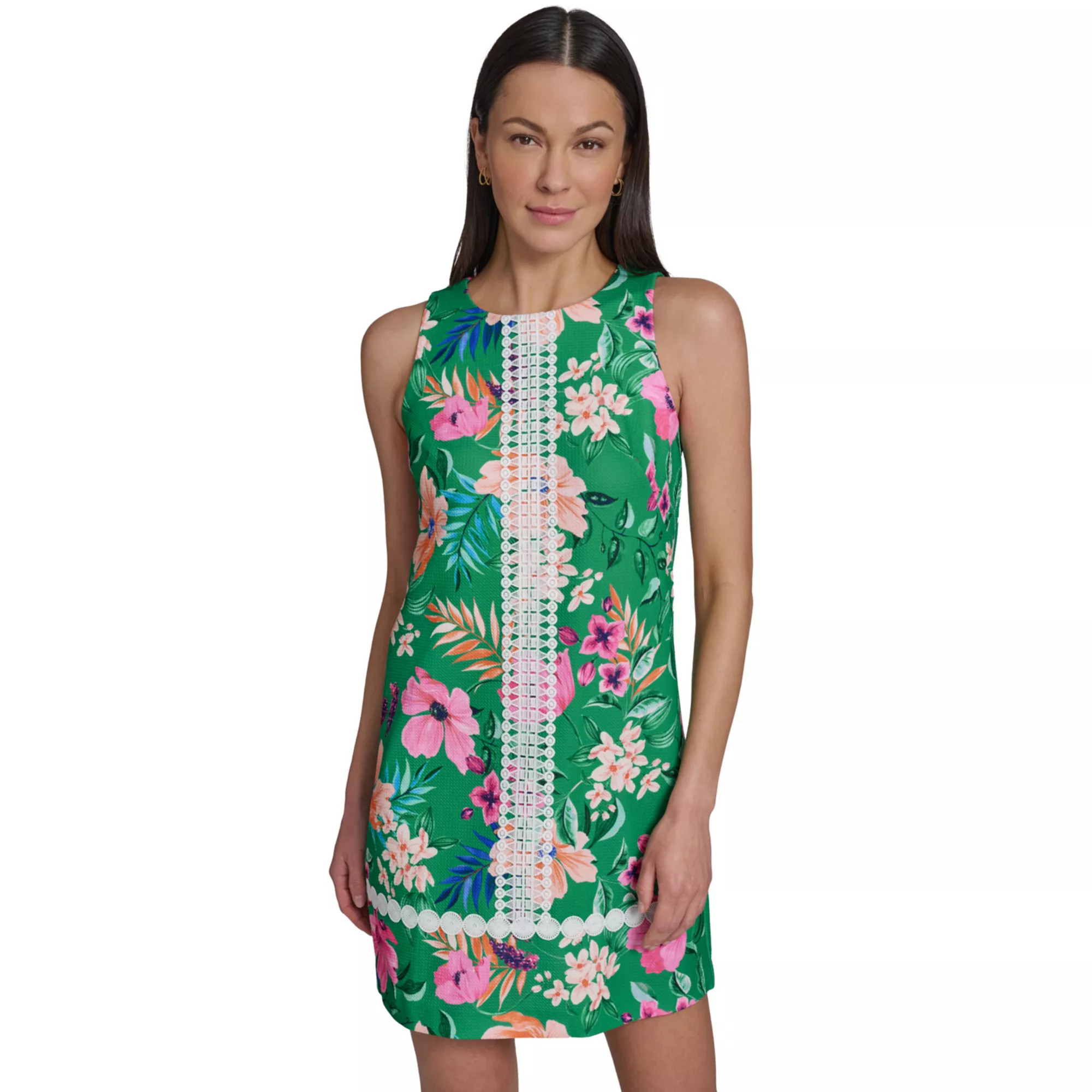 Women's Harper Rose Lace Trim Printed Shift Dress | Kohl's