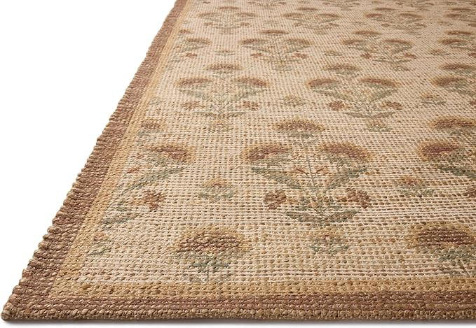 Loloi Chris Loves Julia Rue Collection RUE-01 Wheat/Sage 9'-3" x 13' Area Rug Jute Neutral Floral... | Amazon (US)