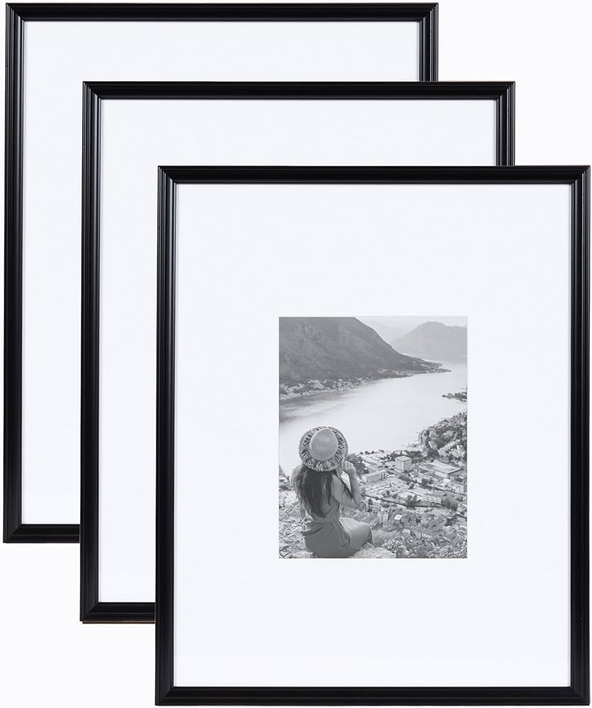 Kate and Laurel Adlynn Rectangle Picture Frame Set of 3, 16 x 20 matted to 8 x 10, Black, Modern ... | Amazon (US)