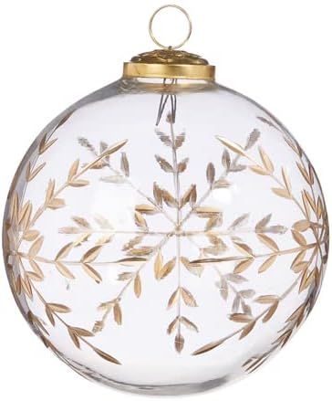 RAZ Imports Gold Etched Snowflake Ball Ornament, 5-inch Diameter, Glass | Amazon (US)