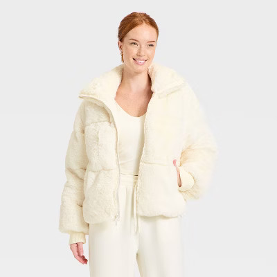 Women's Puffer Jacket - All In Motion™ Cream S | Target