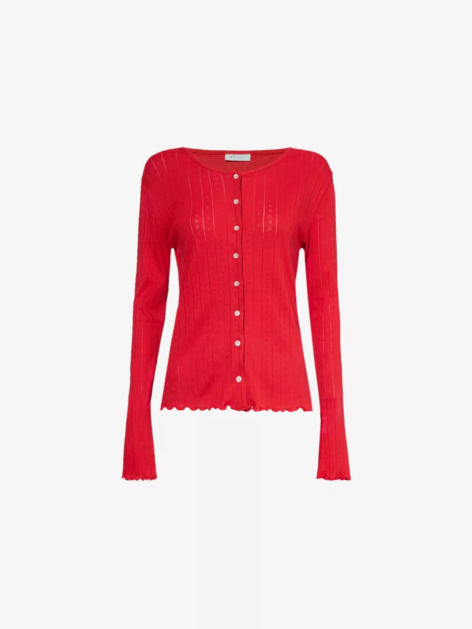 Edie Pointelle-Knit Cotton Cardigan | Selfridges